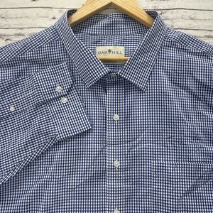 Oak Hill Dress Shirt Men's 20 35/36 Blue Gingham Classic Fit Easy Stretch DXL